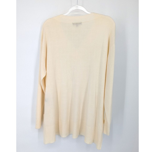 DG2 Diane Gilman Lux Touch Ivory V Neck Sweater Top Women's XL Tunic Boyfriend - Picture 3 of 9